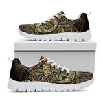 Gold Om Lotus Print White Sneakers