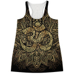 Gold Om Lotus Print Women's Racerback Tank Top