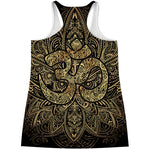 Gold Om Lotus Print Women's Racerback Tank Top