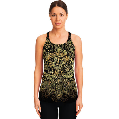 Gold Om Lotus Print Women's Racerback Tank Top