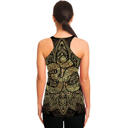 Gold Om Lotus Print Women's Racerback Tank Top