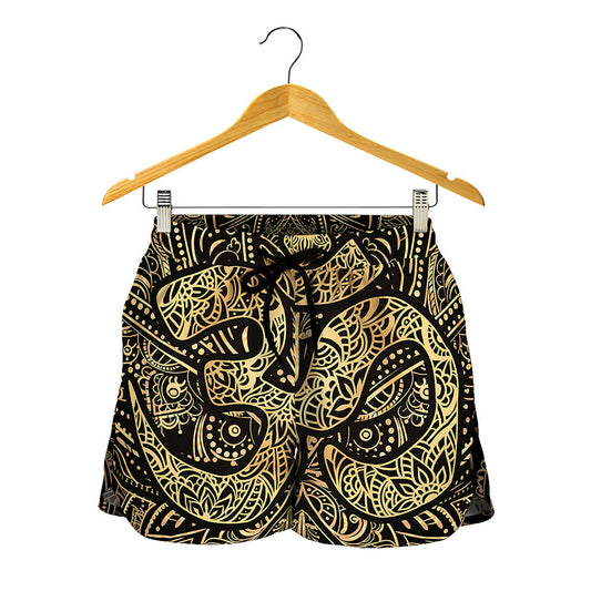 Gold Om Lotus Print Women's Shorts