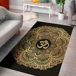 Gold Om Mandala Print Area Rug
