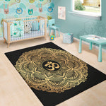 Gold Om Mandala Print Area Rug