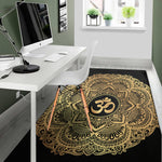 Gold Om Mandala Print Area Rug