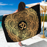 Gold Om Mandala Print Beach Sarong Wrap