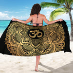 Gold Om Mandala Print Beach Sarong Wrap