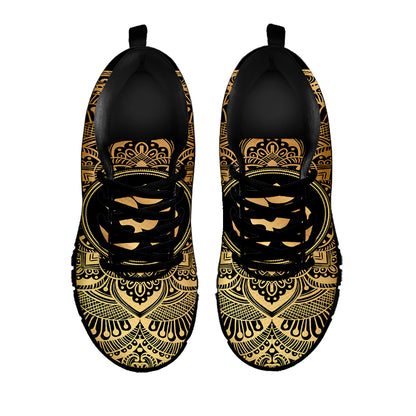Gold Om Mandala Print Black Sneakers