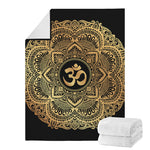 Gold Om Mandala Print Blanket