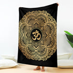 Gold Om Mandala Print Blanket