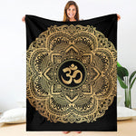 Gold Om Mandala Print Blanket