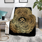 Gold Om Mandala Print Blanket
