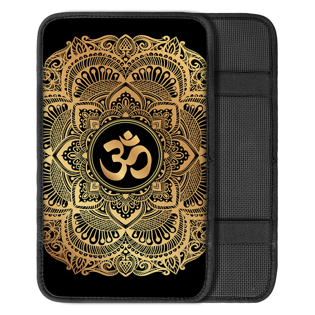 Gold Om Mandala Print Car Center Console Cover