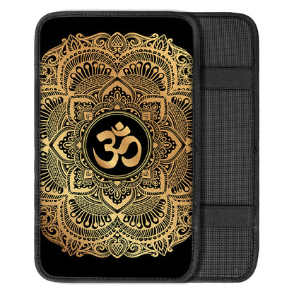 Gold Om Mandala Print Car Center Console Cover