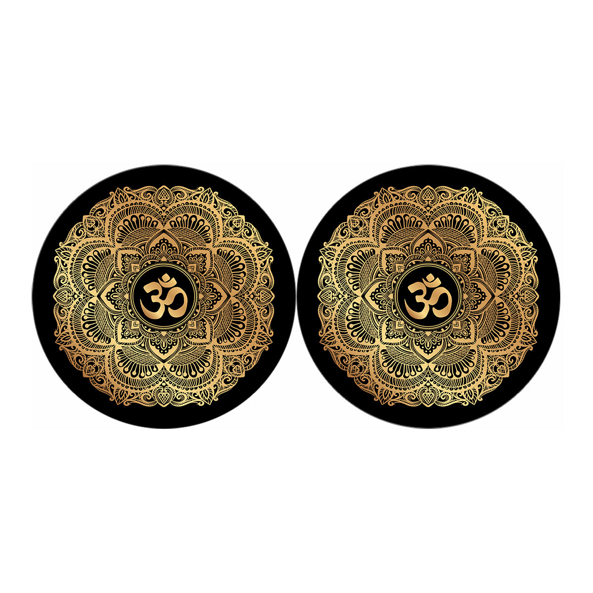 Gold Om Mandala Print Car Coasters