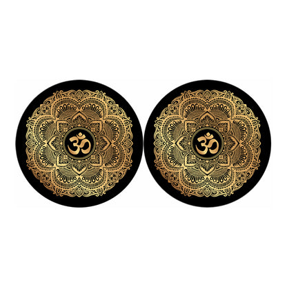 Gold Om Mandala Print Car Coasters