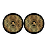 Gold Om Mandala Print Car Coasters