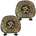 Gold Om Mandala Print Car Headrest Covers