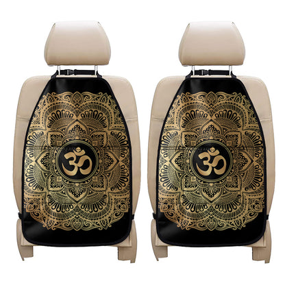 Gold Om Mandala Print Car Seat Organizers