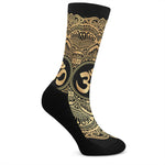 Gold Om Mandala Print Crew Socks