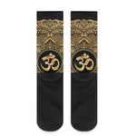 Gold Om Mandala Print Crew Socks