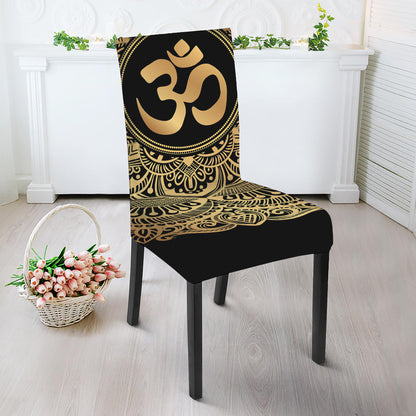 Gold Om Mandala Print Dining Chair Slipcover