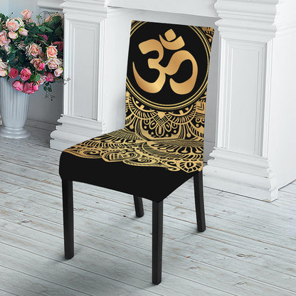 Gold Om Mandala Print Dining Chair Slipcover