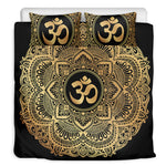 Gold Om Mandala Print Duvet Cover Bedding Set