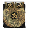 Gold Om Mandala Print Duvet Cover Bedding Set