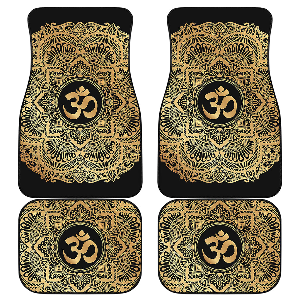 Gold Om Mandala Print Front and Back Car Floor Mats