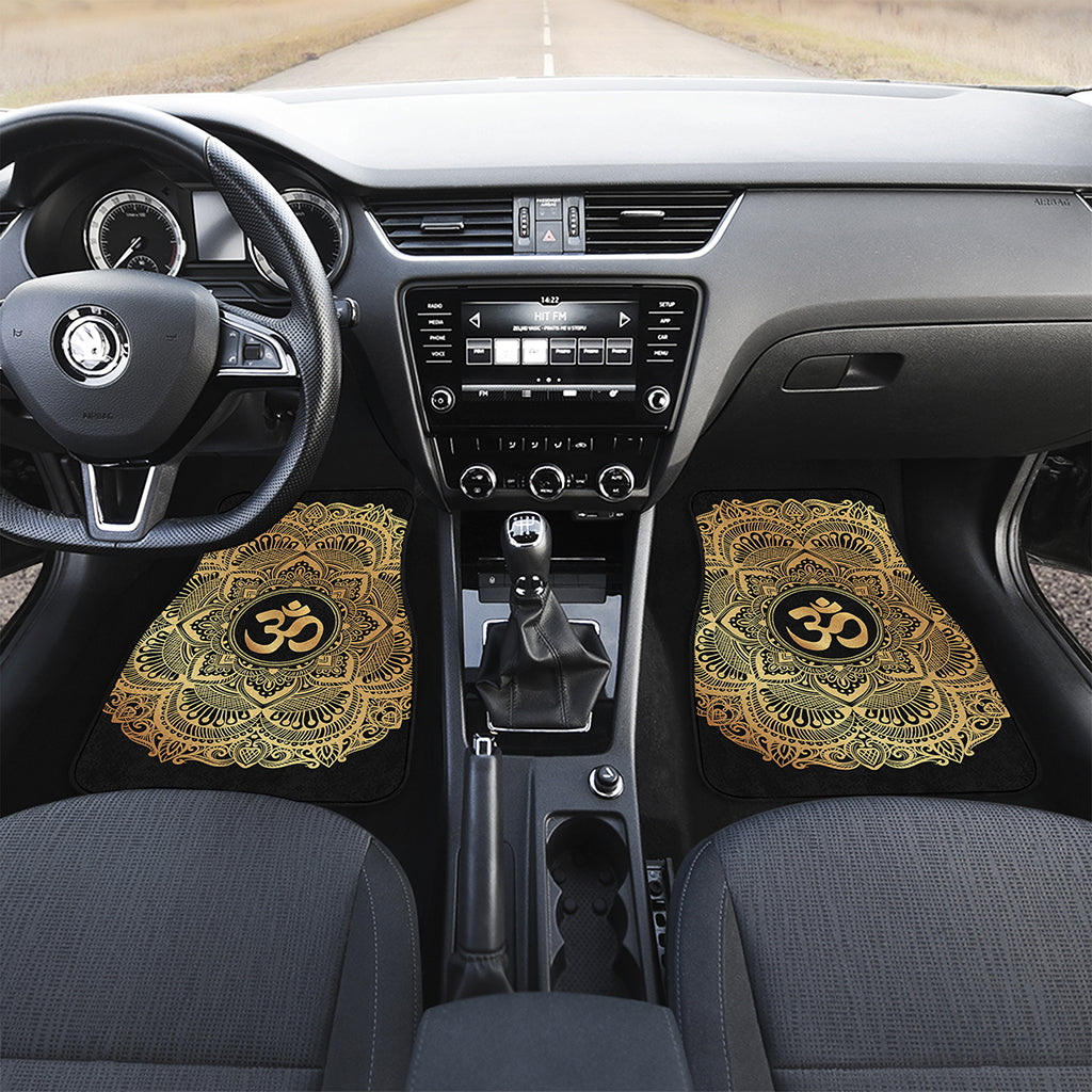 Gold Om Mandala Print Front and Back Car Floor Mats