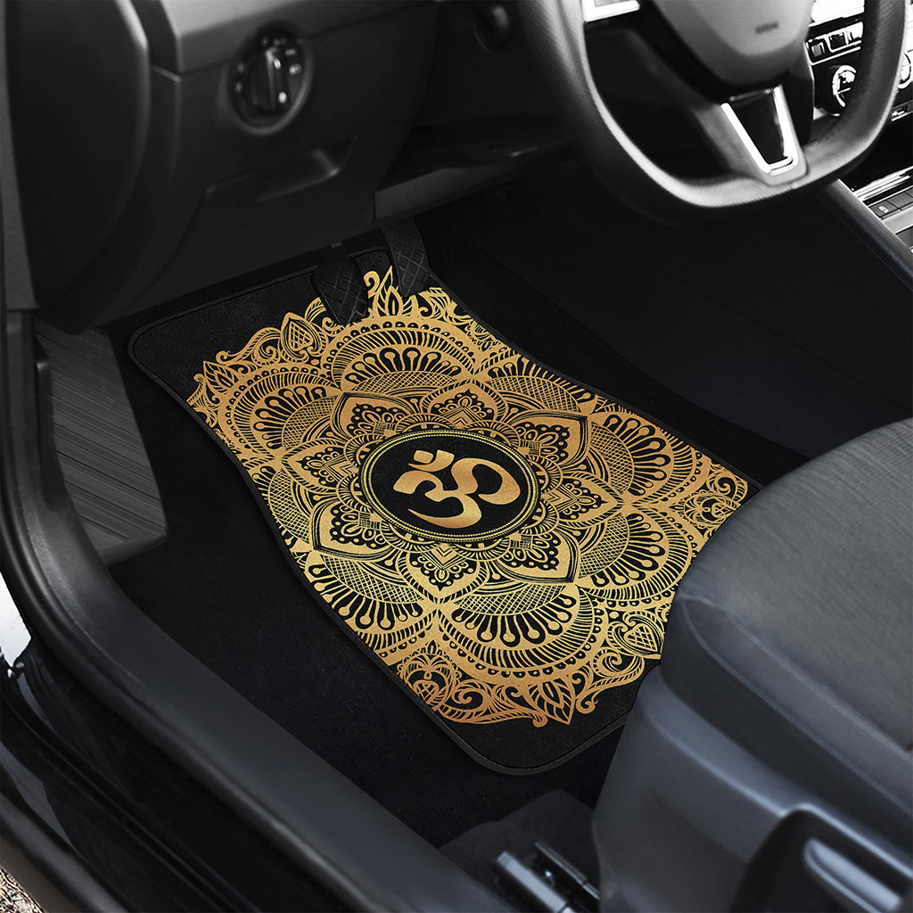 Gold Om Mandala Print Front and Back Car Floor Mats