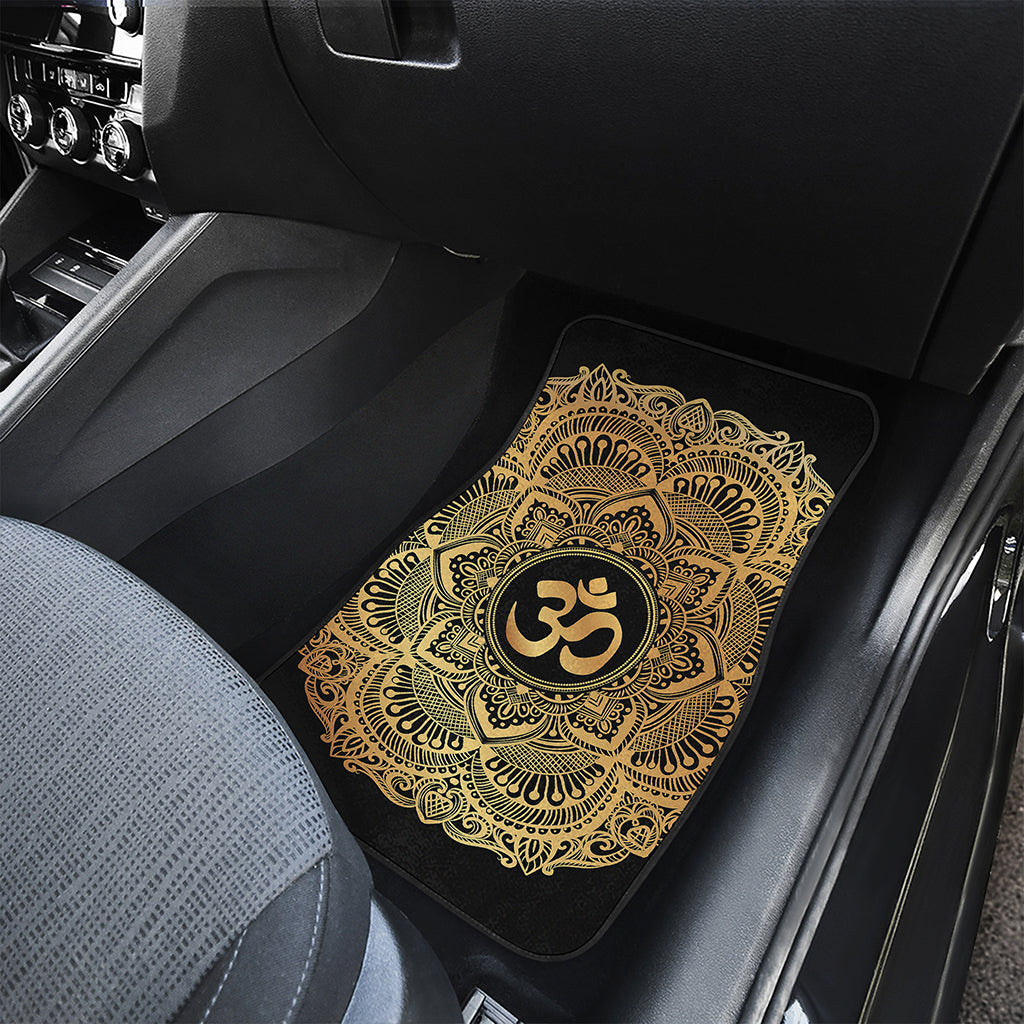Gold Om Mandala Print Front and Back Car Floor Mats