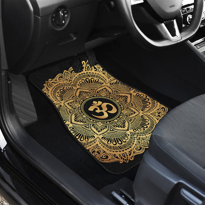 Gold Om Mandala Print Front Car Floor Mats