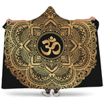 Gold Om Mandala Print Hooded Blanket