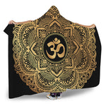 Gold Om Mandala Print Hooded Blanket