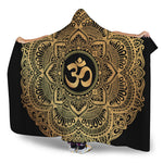 Gold Om Mandala Print Hooded Blanket