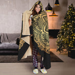 Gold Om Mandala Print Hooded Blanket