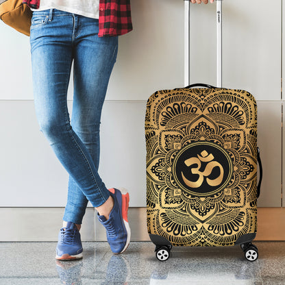 Gold Om Mandala Print Luggage Cover