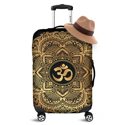 Gold Om Mandala Print Luggage Cover