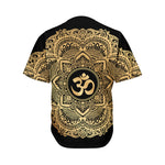 Gold Om Mandala Print Men's Baseball Jersey