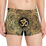 Gold Om Mandala Print Men's Boxer Briefs