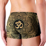 Gold Om Mandala Print Men's Boxer Briefs