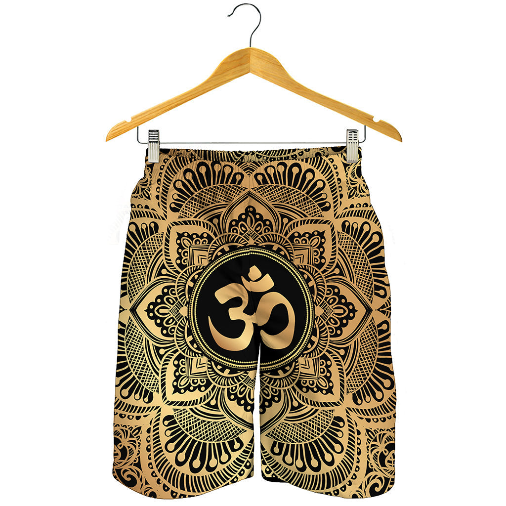 Gold Om Mandala Print Men's Shorts