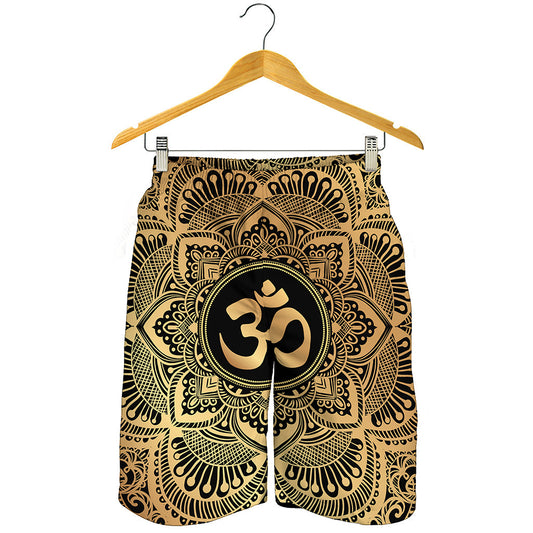 Gold Om Mandala Print Men's Shorts