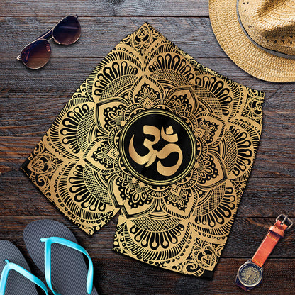 Gold Om Mandala Print Men's Shorts