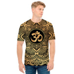 Gold Om Mandala Print Men's T-Shirt