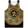 Gold Om Mandala Print Men's Tank Top