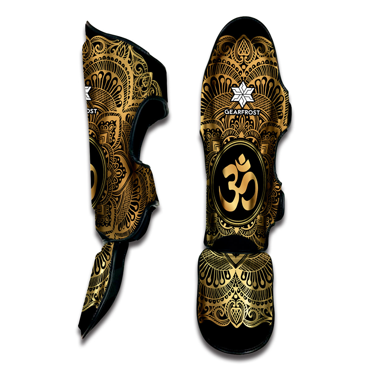 Gold Om Mandala Print Muay Thai Shin Guard