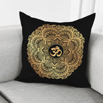 Gold Om Mandala Print Pillow Cover